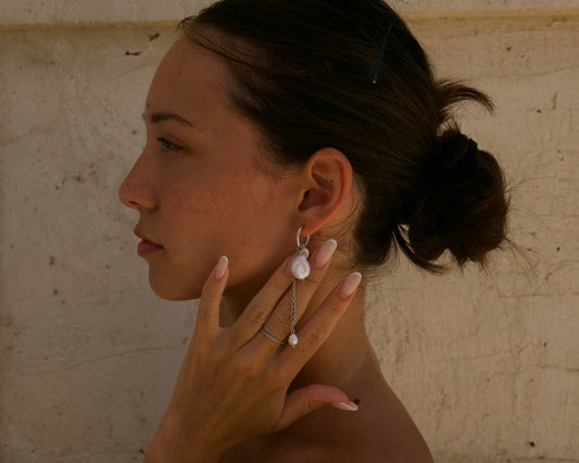 Pearl transformer earrings — Silver-Plated