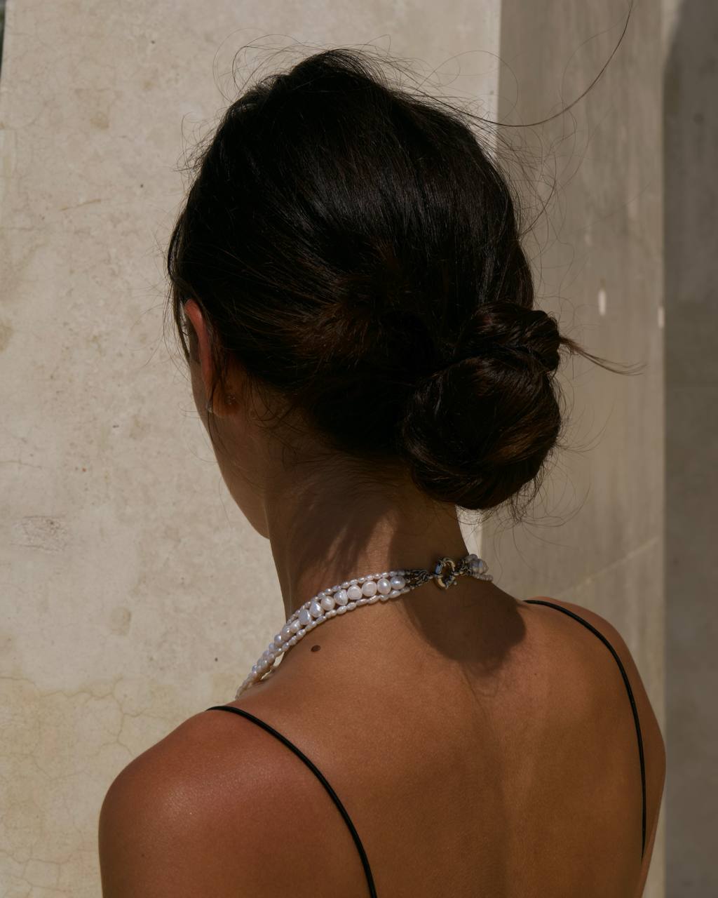 Three-layer natural pearl necklace