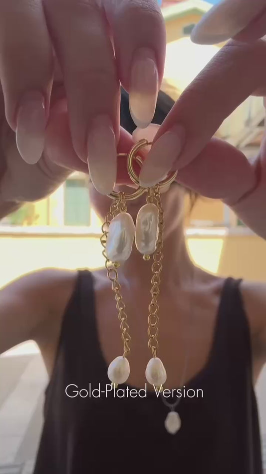 Pearl transformer earrings — Gold-Plated